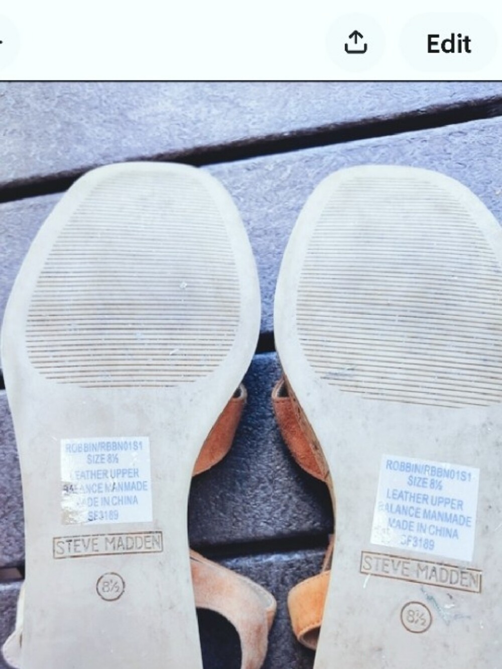 Steve Madden "Robbin" Tan Leather Ankle-Strap Sandals - Picture 5 of 7